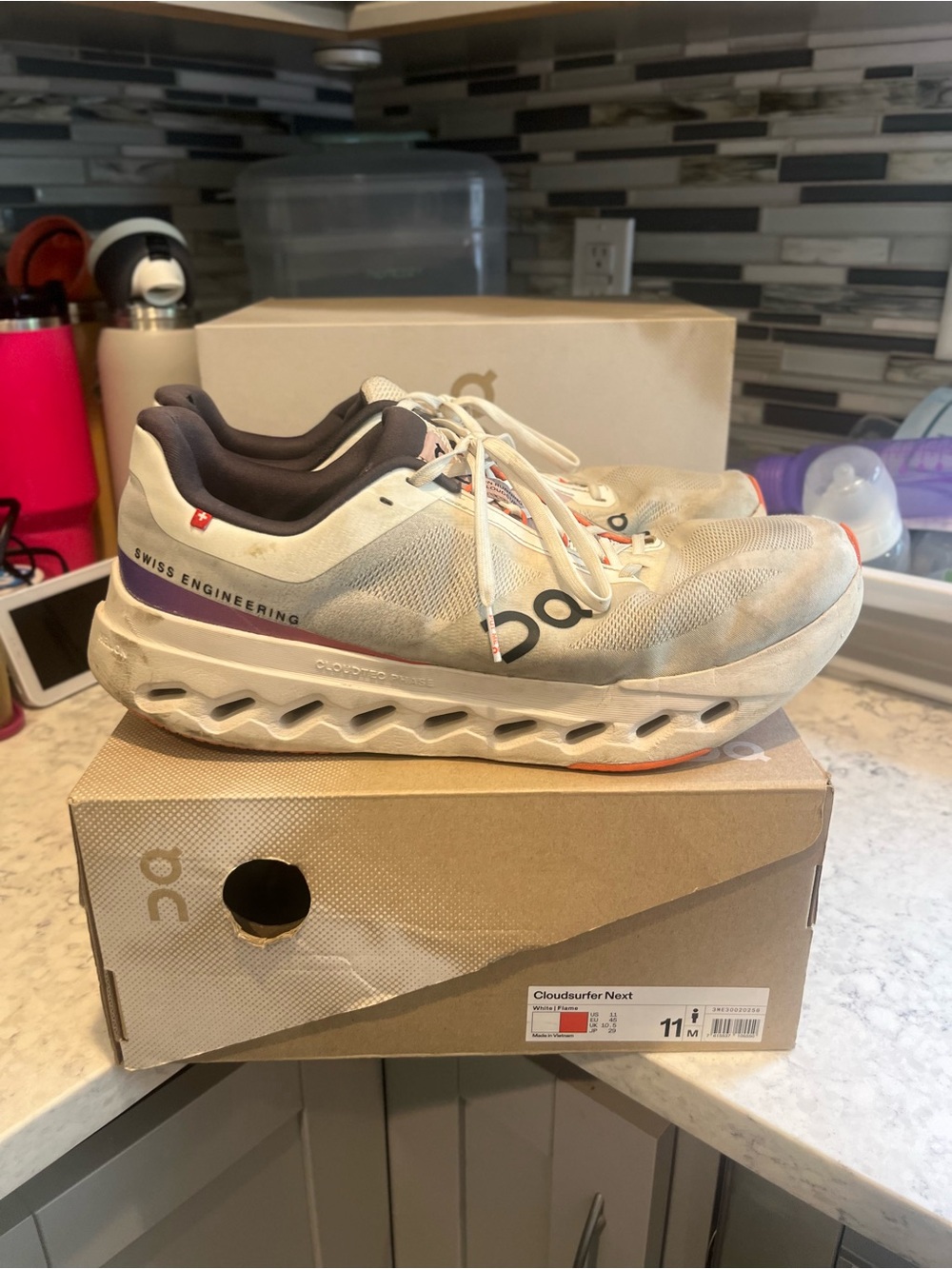 On Running Men’s Cloudsurfer Next Size 11 White/Flame in Color Tons of Life Left - Picture 4 of 17
